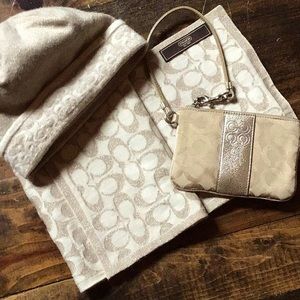 Coach Beanie, Scarf and Wristlet